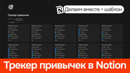 Трекер привычек в Notion + Шаблон бесплатно. Показываю как сделать трекер самому