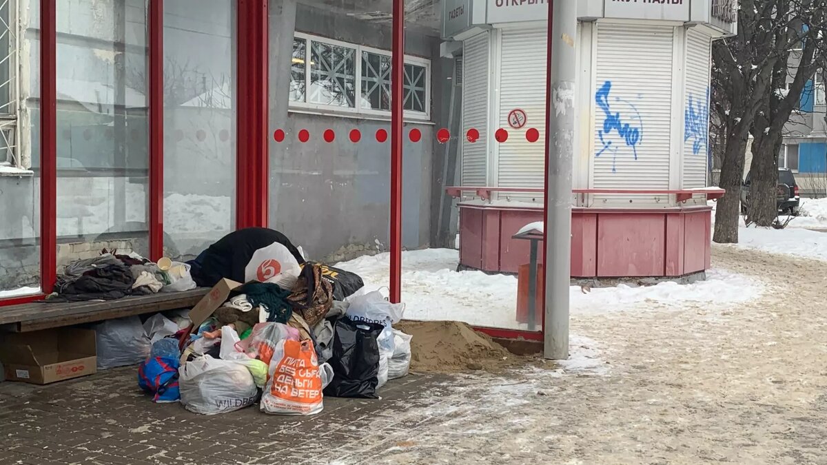 Пожилая женщина с мусором заняла почти всю остановку в центре Белгорода |  Бел.Ру | Дзен