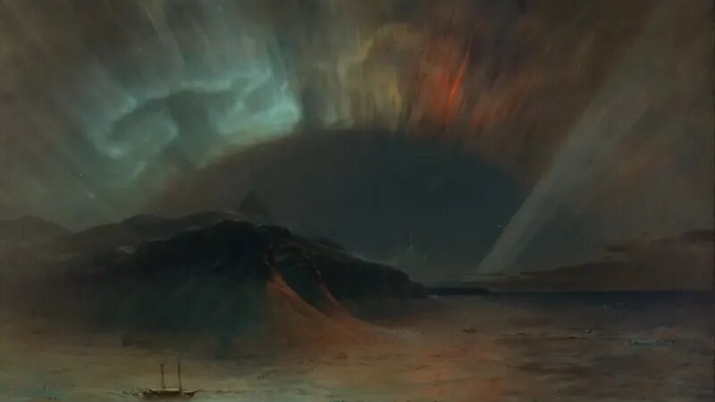 Картина Фредерика Эдвина Черча «Аврора Бореалис», 1865 год. Масло на холсте; 142 см на 212 см. Дар Элеоноры Блоджетт; Смитсоновский музей американского искусства, округ Колумбия. (Public Domain)