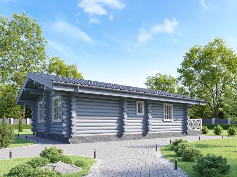 Дом шале из оцилиндрованного бревна. М. Одноэтажные срубы домов из бревна. Дом из оцилиндрованного бревна 100м2. Одноэтажный дом из бревна.