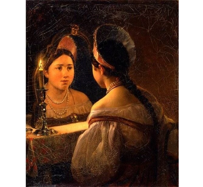 Карл Брюллов. Гадающая Светлана. 1836. Холст, масло. 94 х 81. Нижегородский Государственный художественным музей