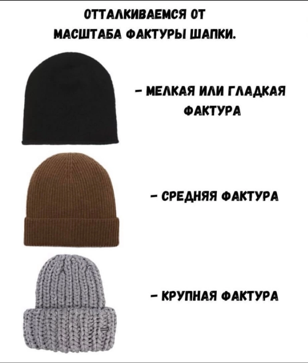 Фактуры шапок от размера вязки.