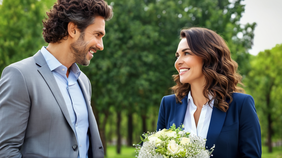 Красиво ухаживал. Дарил букеты. Искал путь к сердцу красавицы.