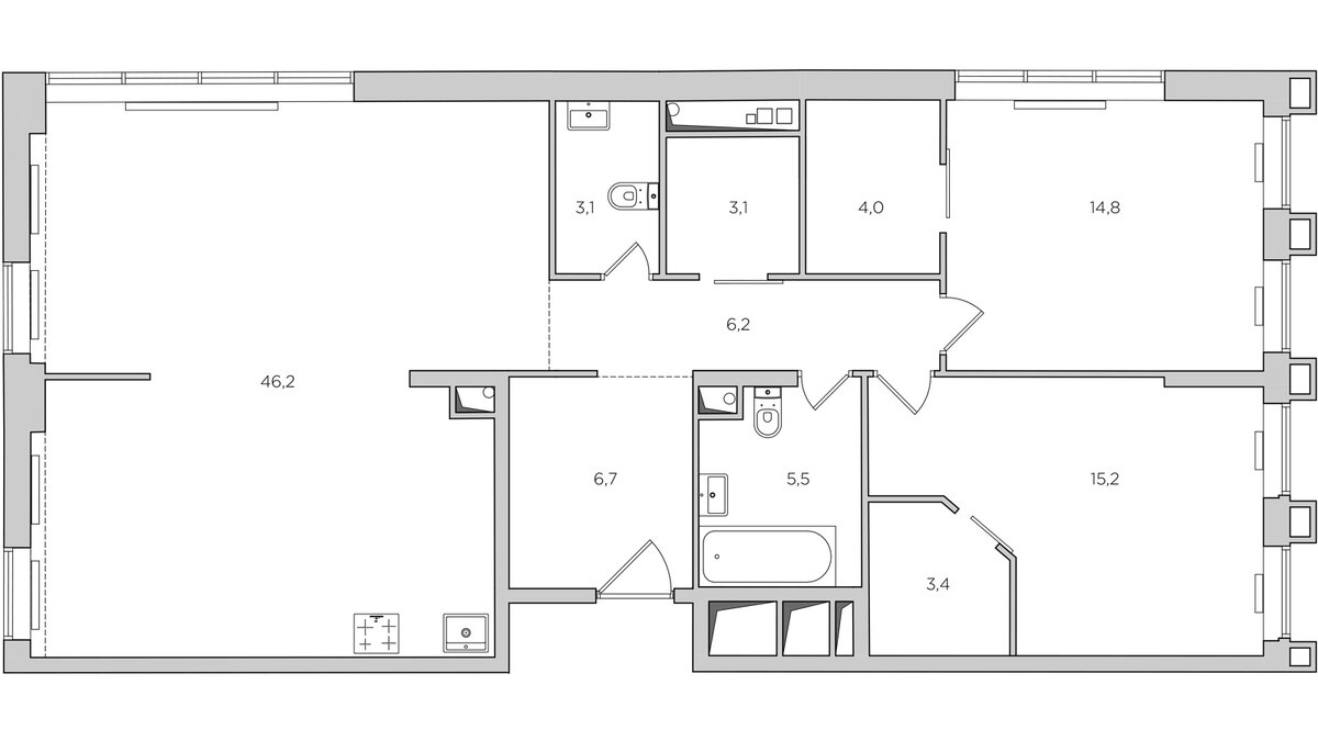 Планировка квартиры 108 м² 