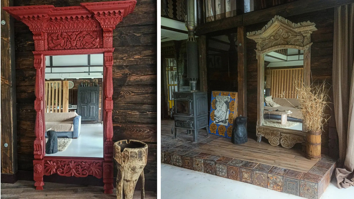 Зеркало из старинного наличника. Made in August