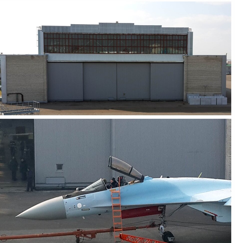 Авиационные откатные ворота с верхней балкой