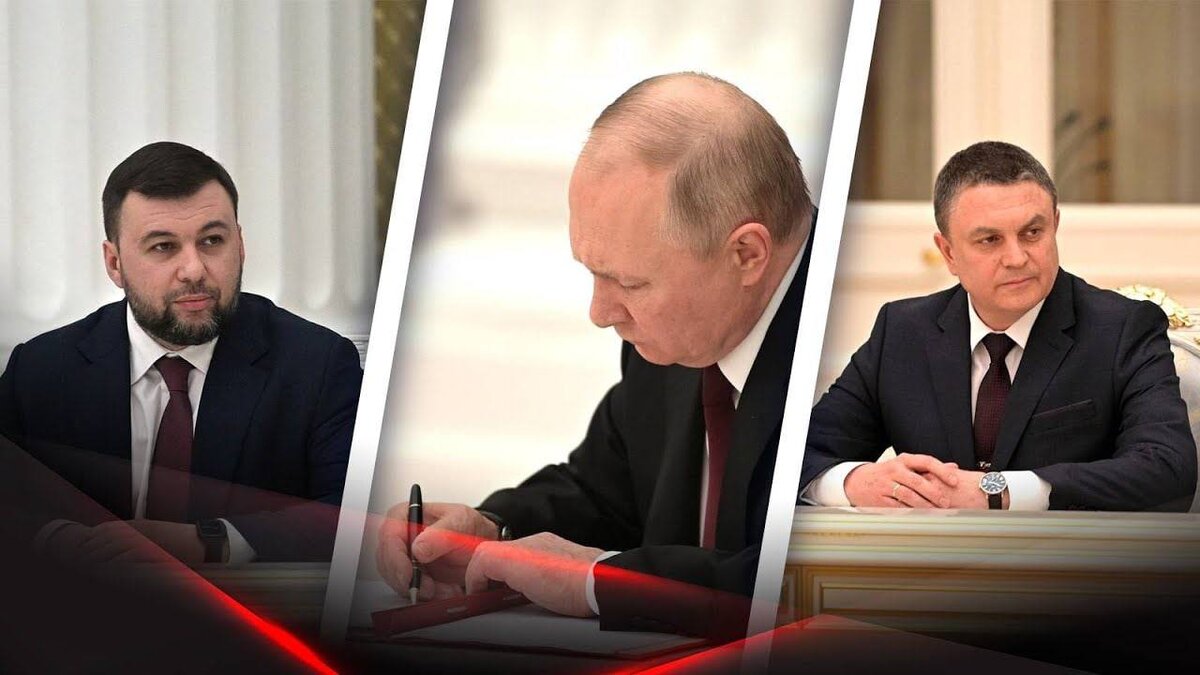 для фото из открытых источников : Владимир Путин подписывает указы о признании республик и договоры о дружбе, сотрудничестве и взаимной помощи, 21 февраля 2022 года.
