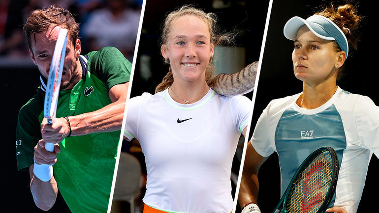    Даниил Медведев, Мирра Андреева, Вероника Кудерметова. AFP