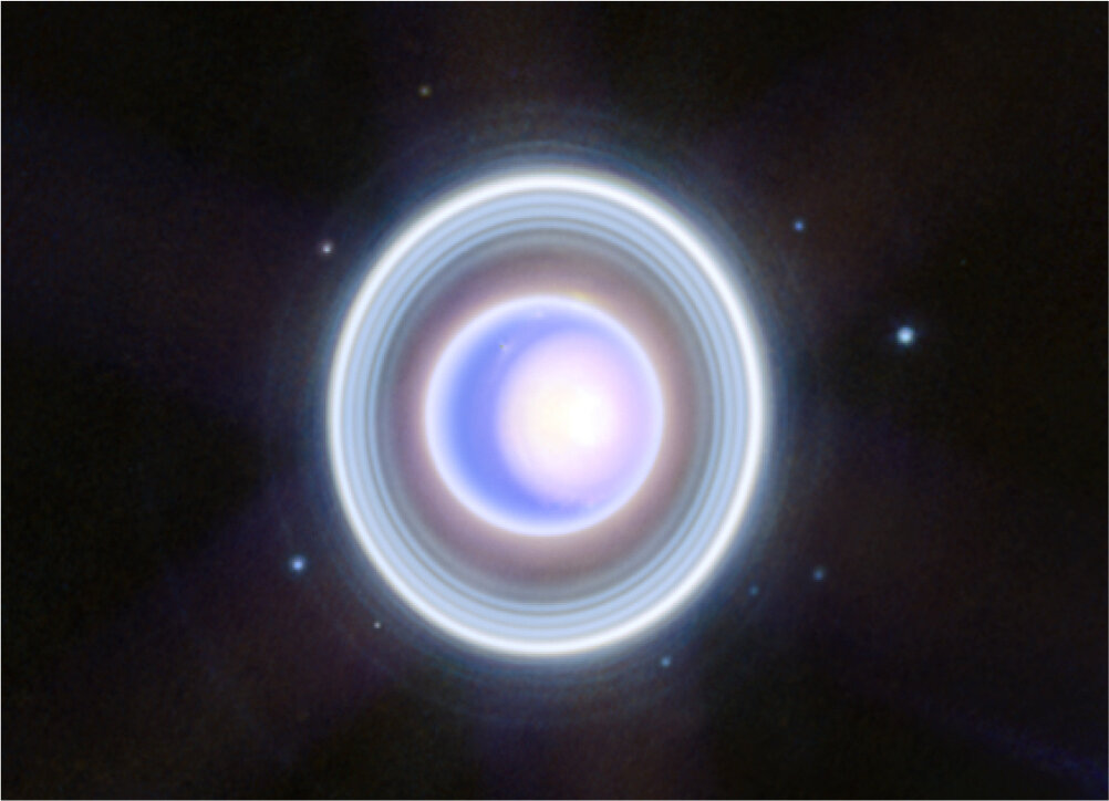 Уран и его кольца Изображение: © NASA / ESA / CSA / STScI