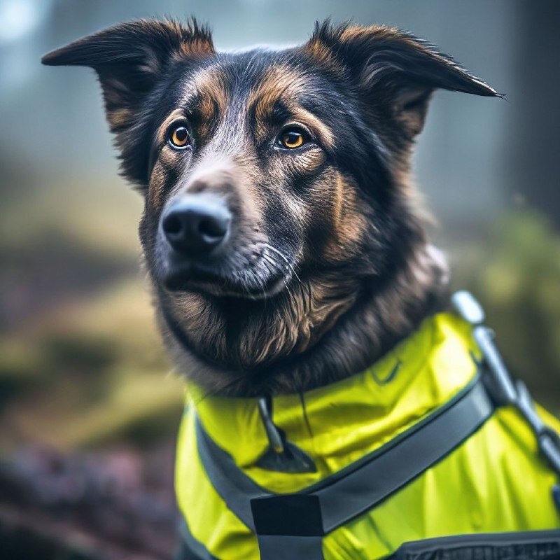 Поисково-спасательная собака. Нарисовано нейросетью