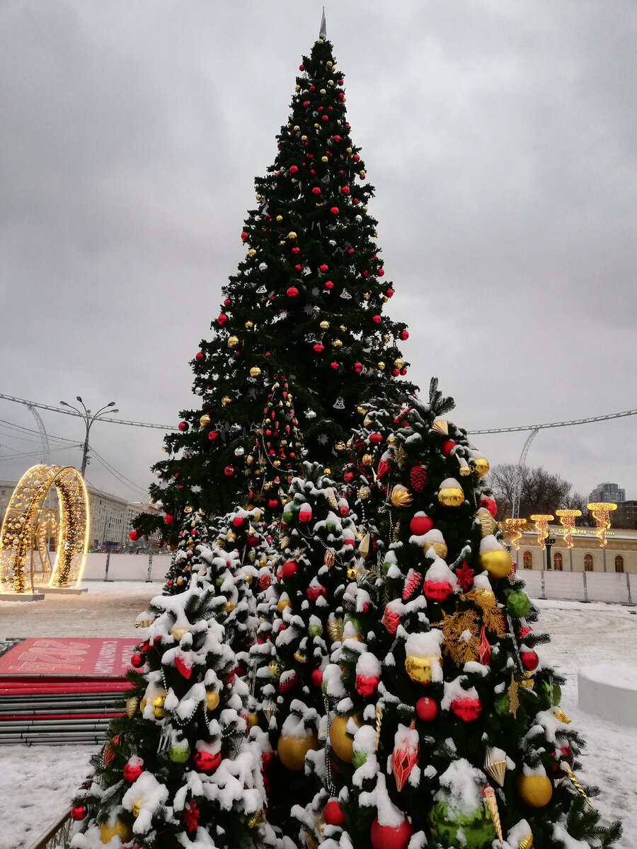 Сама елка ещё стоит, как и инсталляции вокруг нее. 