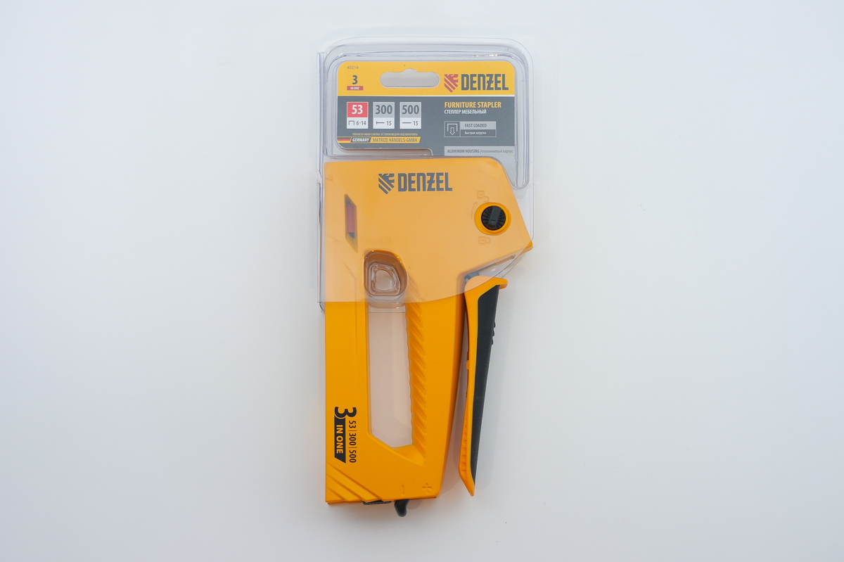 В этом обзоре мы рассмотрим мебельный степлер Denzel 40214, который подходит для скрепления листовых материалов: фанеры, ДВП, ДСП, оргалита, а также для фиксации пленки и теплоизоляционного материала-2