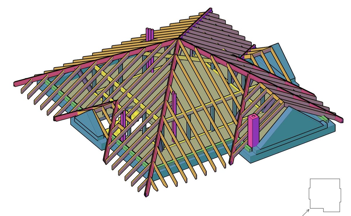 3D модель стропильной системы моей кровли