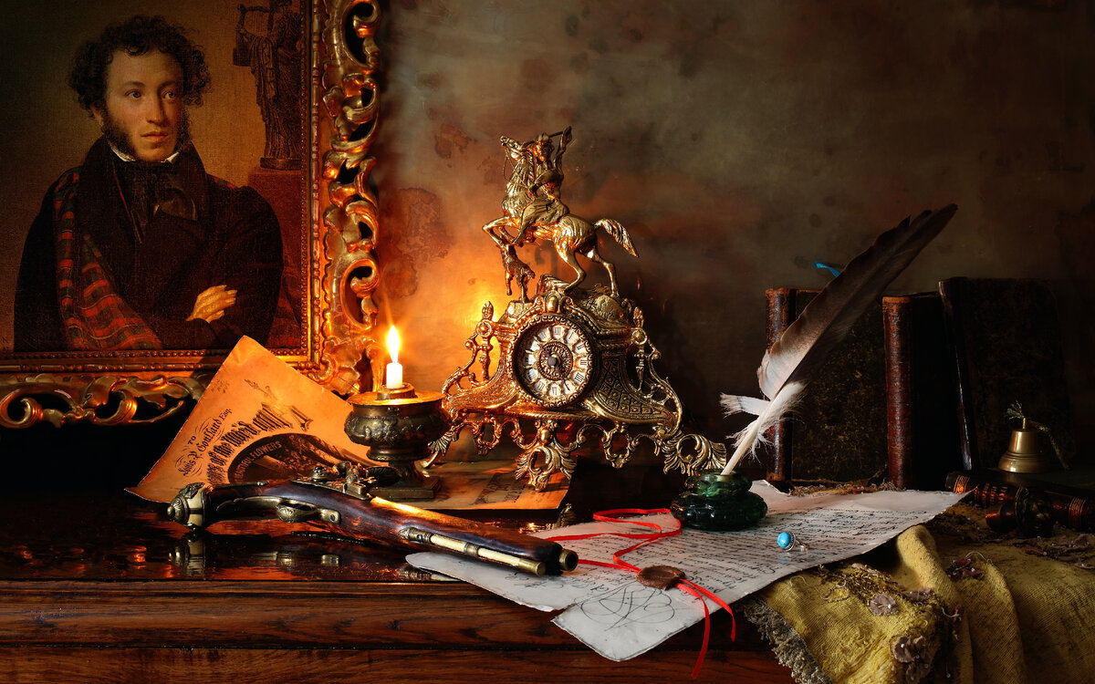 Портрет Александра Сергеевича. Или это зеркало? ) ...Смотрит куда-то... И тут резко поворачивает голову и смотрит прямо в глаза!!! Представили?... Кому валидолу? Пойду валерьянки цапну 50гр. И с котом поделюсь ) / фото яндекс.