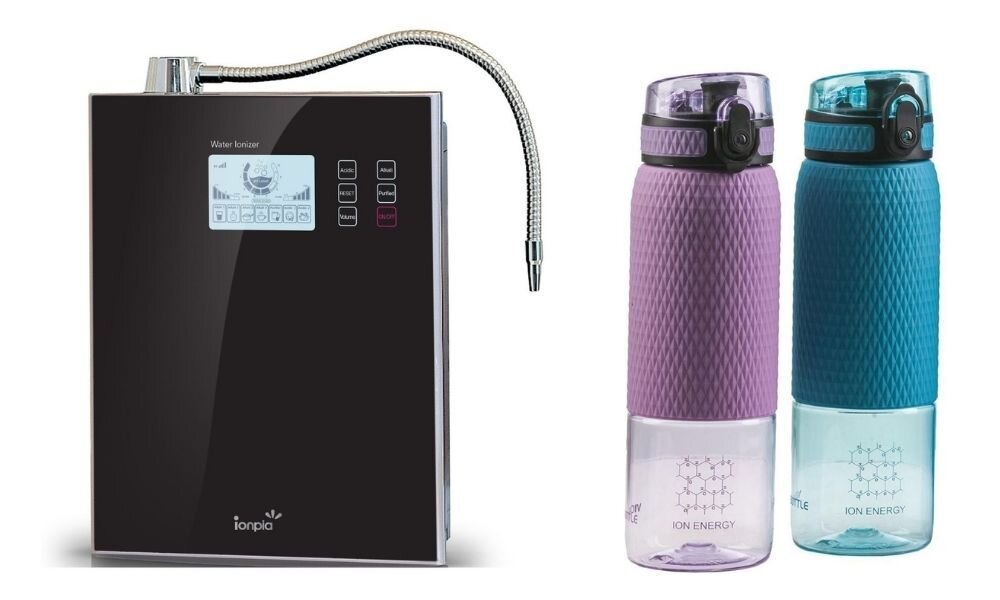 Стационарный ионизатор воды Ionpia ION-7400 и портативный генератор водородной воды Vione Mineral Bottle, 500 мл