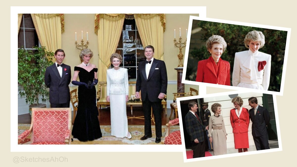 Коллаж автора: Визит принца Чарльза и принцессы Дианы в США, ноябрь 1985