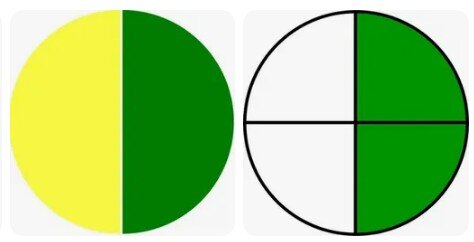 Круг поделен на две и четыре части