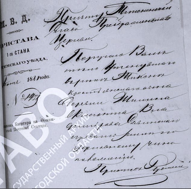 Фото страницы Метрической книги Спасопреображенской Тиксненской Церкви 1880-1882 гг. ГАВО.