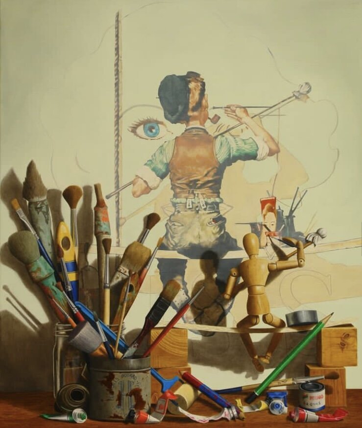 Натюрморт-обманка, нарисованный  Доминик Уар сухой пастелью. 