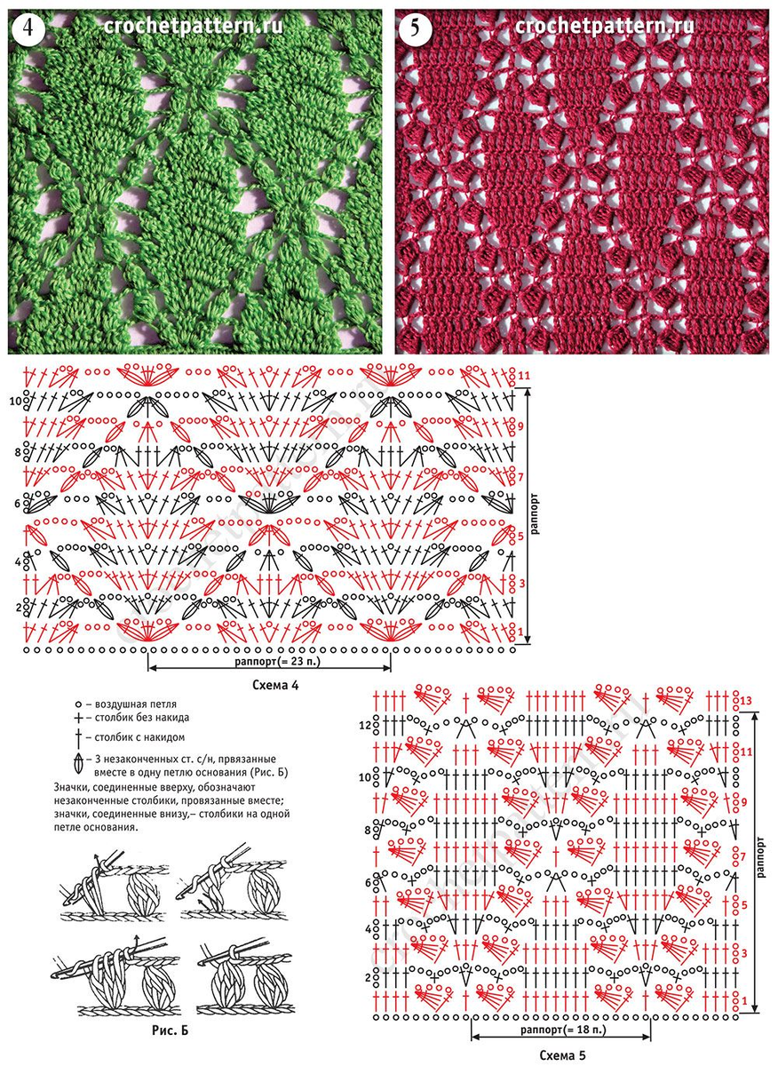 Узоры крючком схемы для начинающих