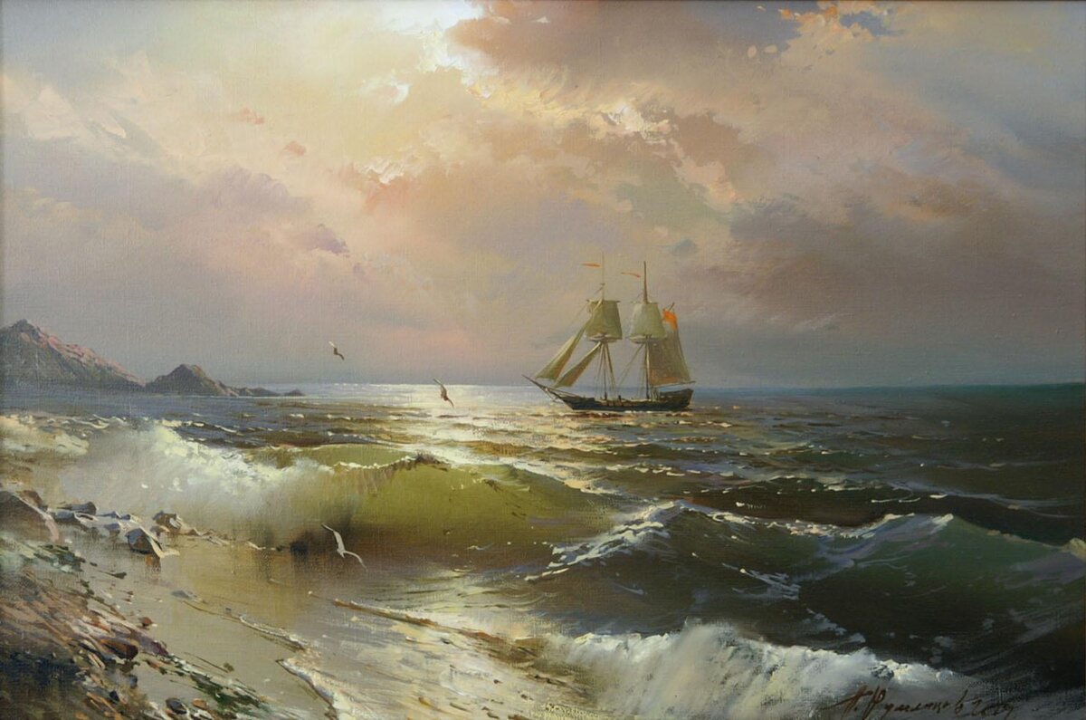Вечер на море. Павел Румянцев.