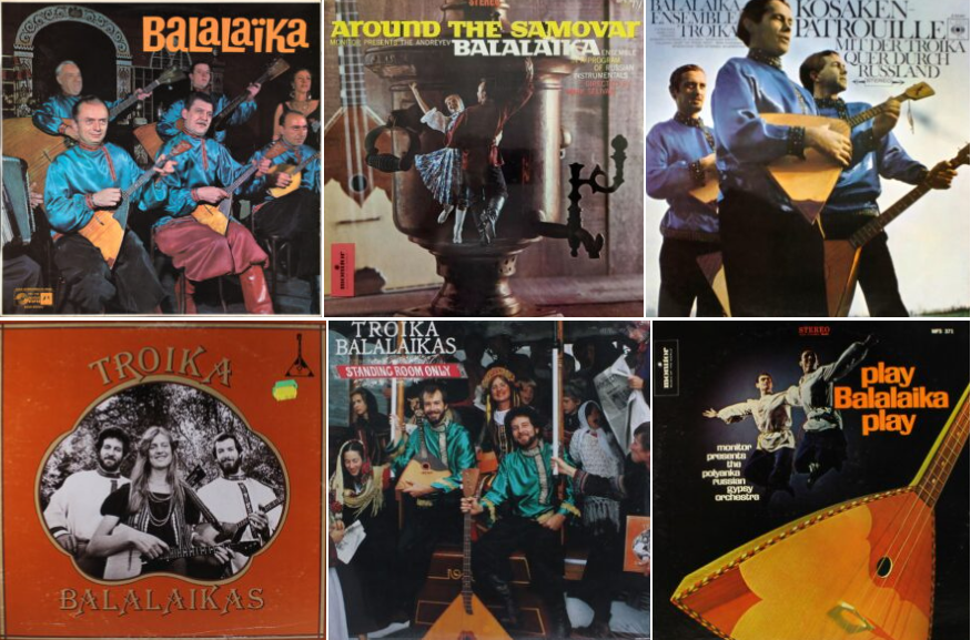 Обложки американских и европейских пластинок с записью русского фольклора. 