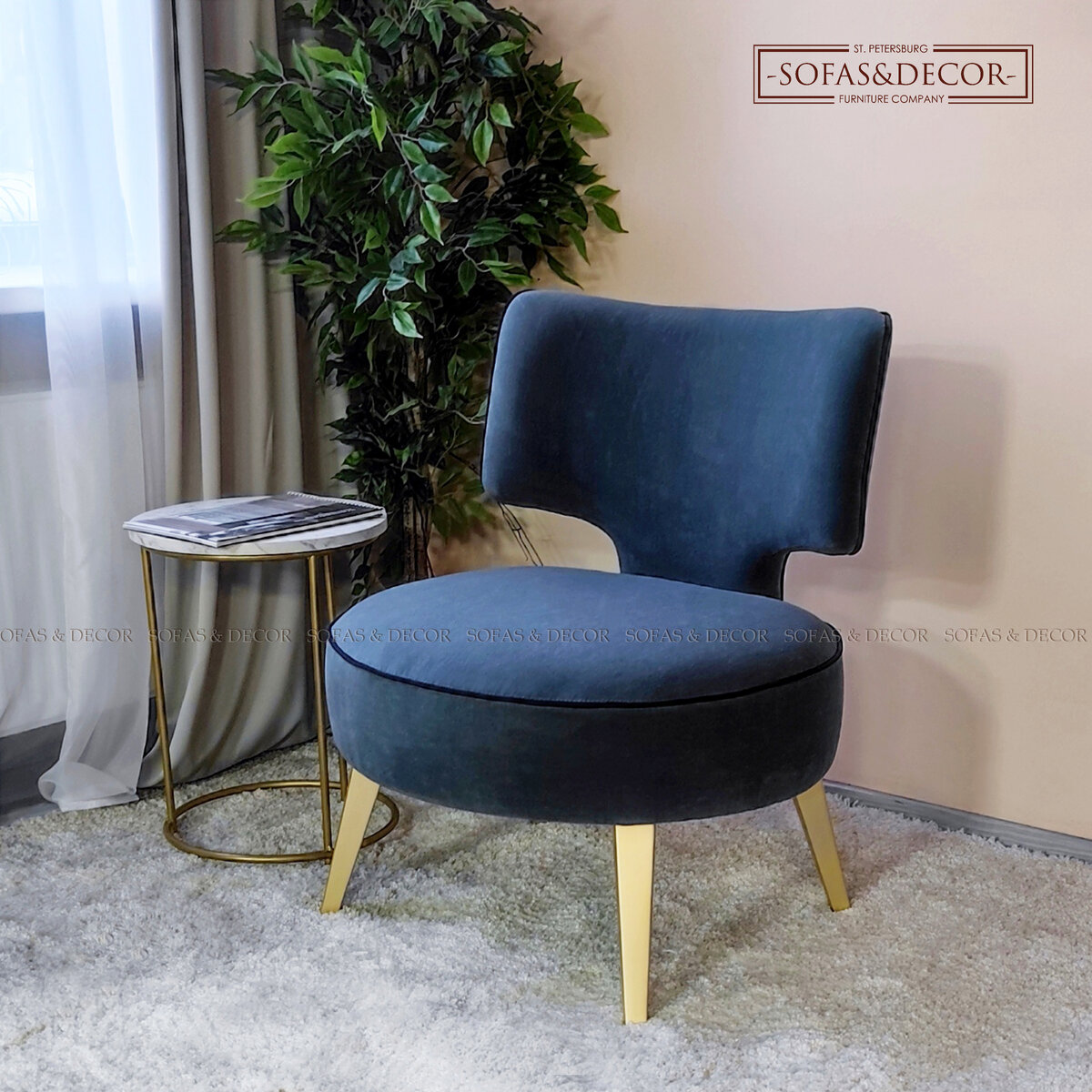 Кресло Sofas & Decor, опоры из массива бука, окрашенного под металл