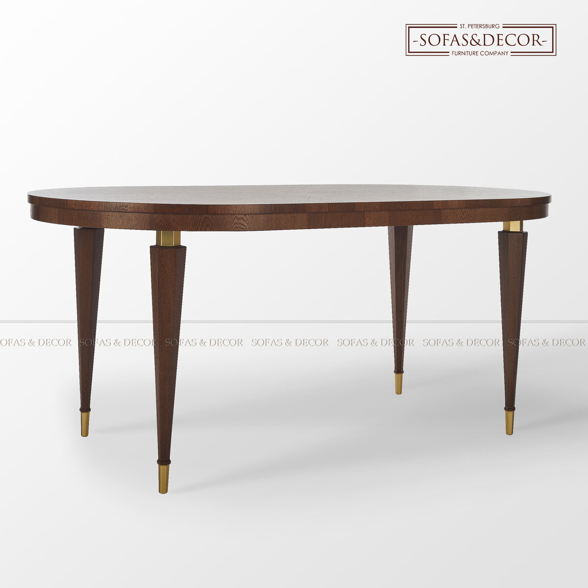 Стол Sofas & Decor, опоры из массива дуба, частично окрашены под металл.