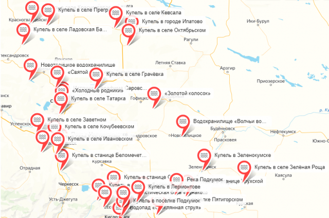    Места крещенских купаний на Ставрополье в 2024 году. Интерактивная карта