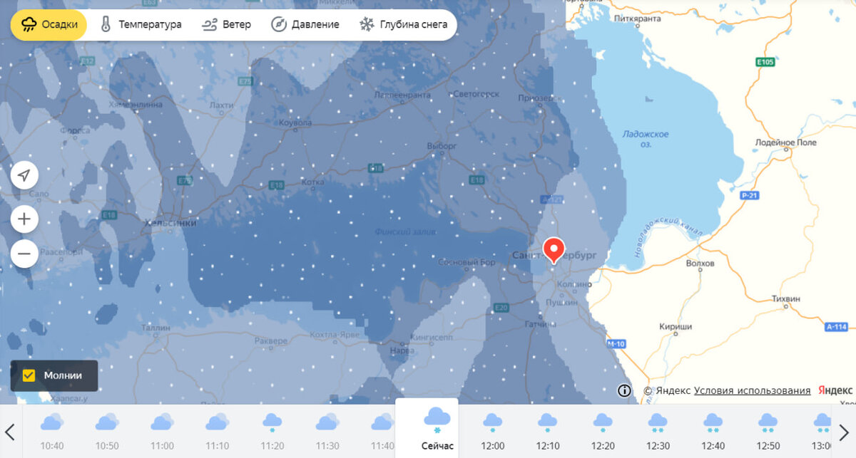 Осадки спб сегодня по часам на карте