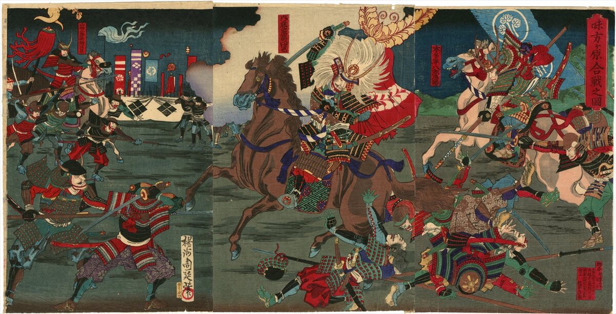 Фото из открытых источников. Японская цветная гравюра, Битва при Микатагахара