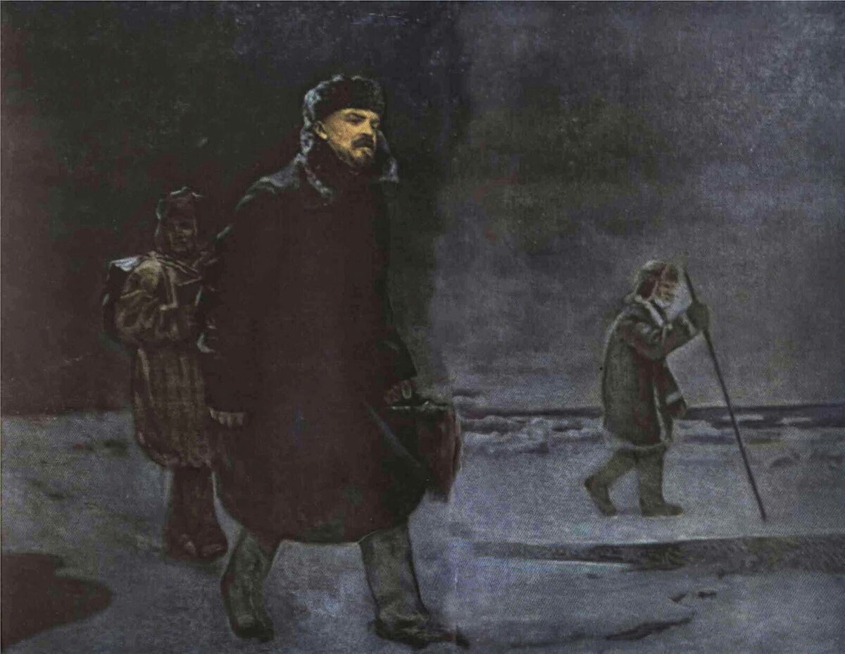 В.И.Ленин уходит во вторую эмиграцию по льду Финского залива. Худ. А. Рылов