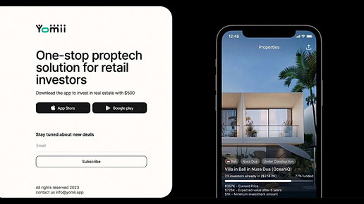 Презентация Yommi.app - цифровой платформы по коллективным инвестициям в зарубежную недвижимость.