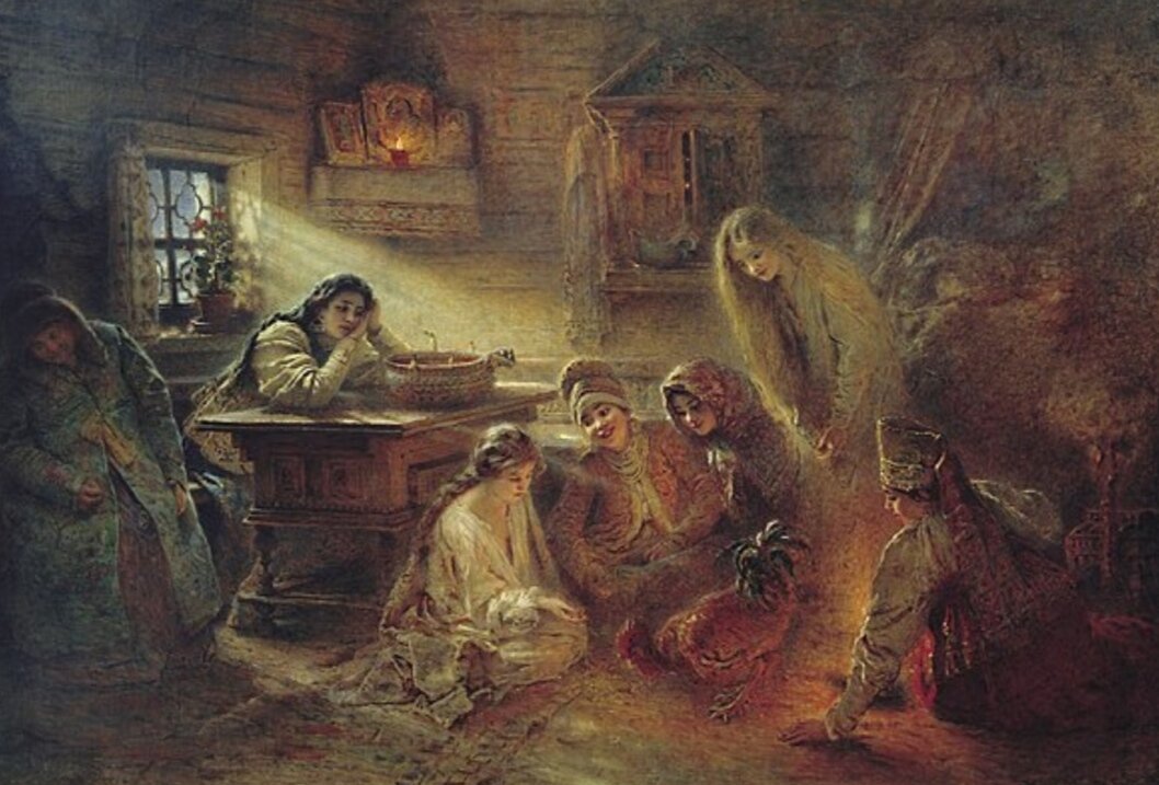 Константин Маковский. «Святочные гадания», 1900-е годы, Государственный музей истории религии, Санкт-Петербург © Public domain