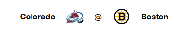 Колорадо Эвеланш против Бостон Брюинз