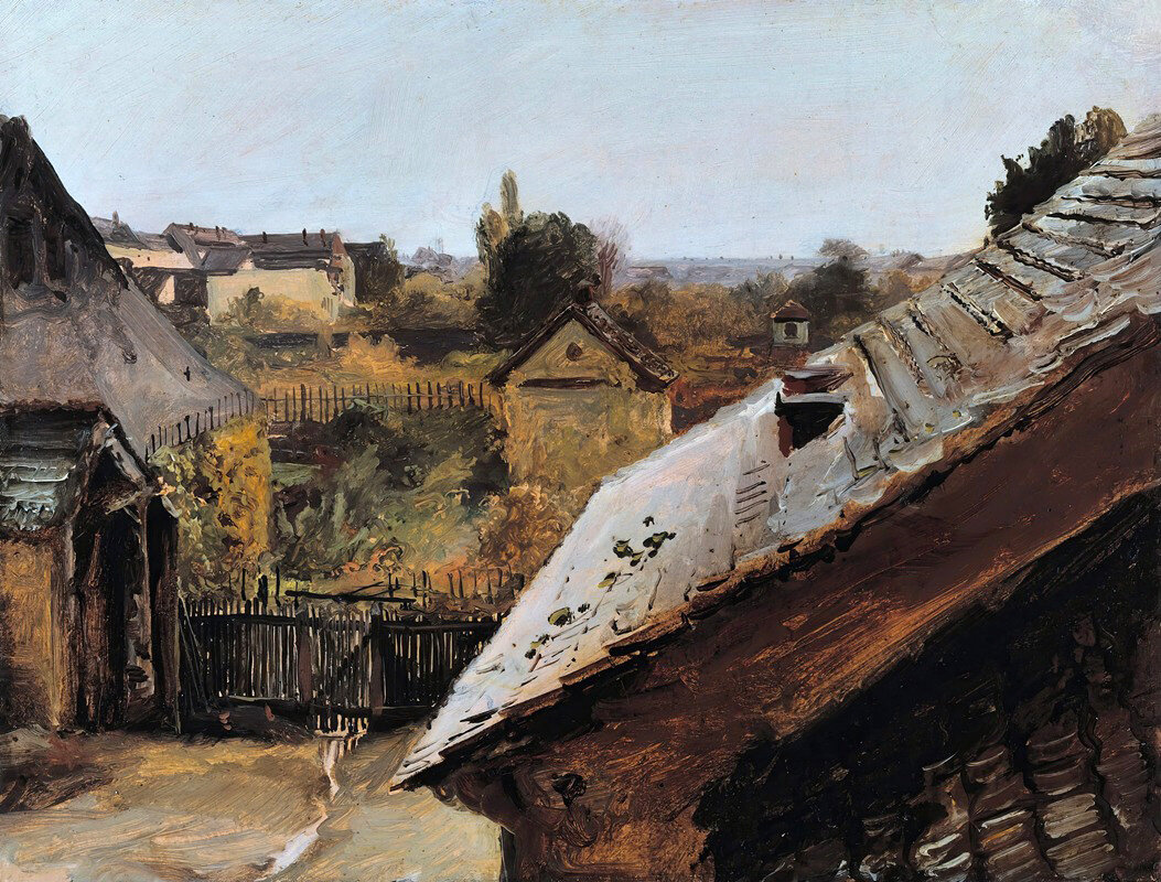 Карл Блехен «Вид на крыши и дворы», 1835 г.