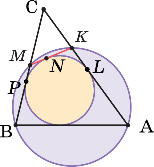 Вершина треугольника находится в центре окружности