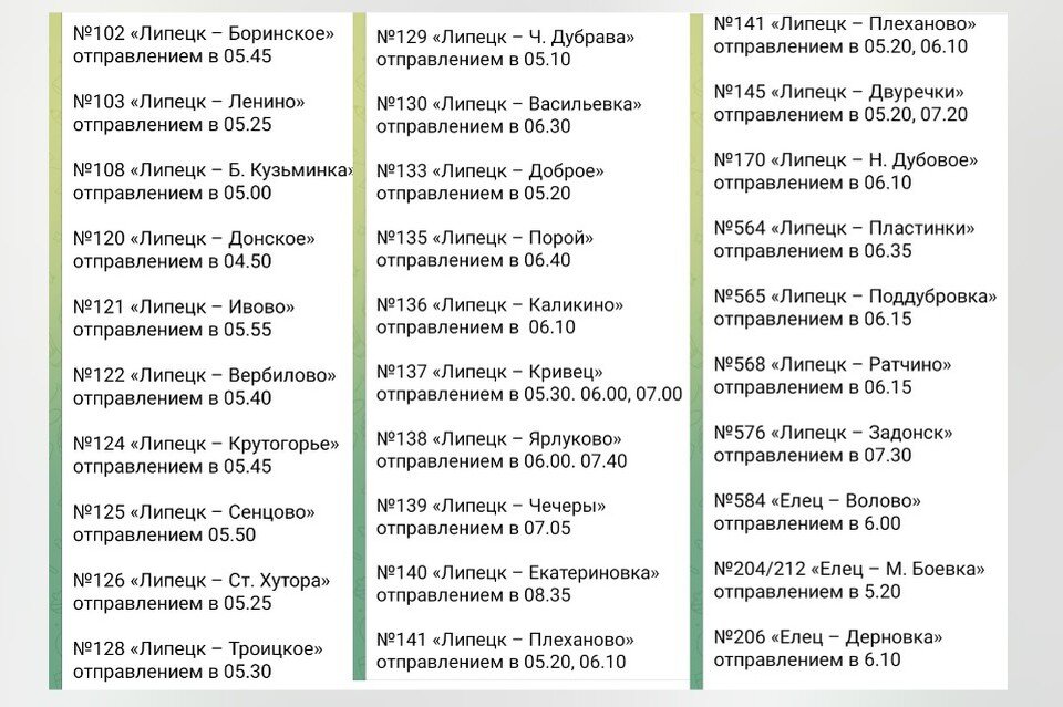 Расписание автобусов липецк сокол большая