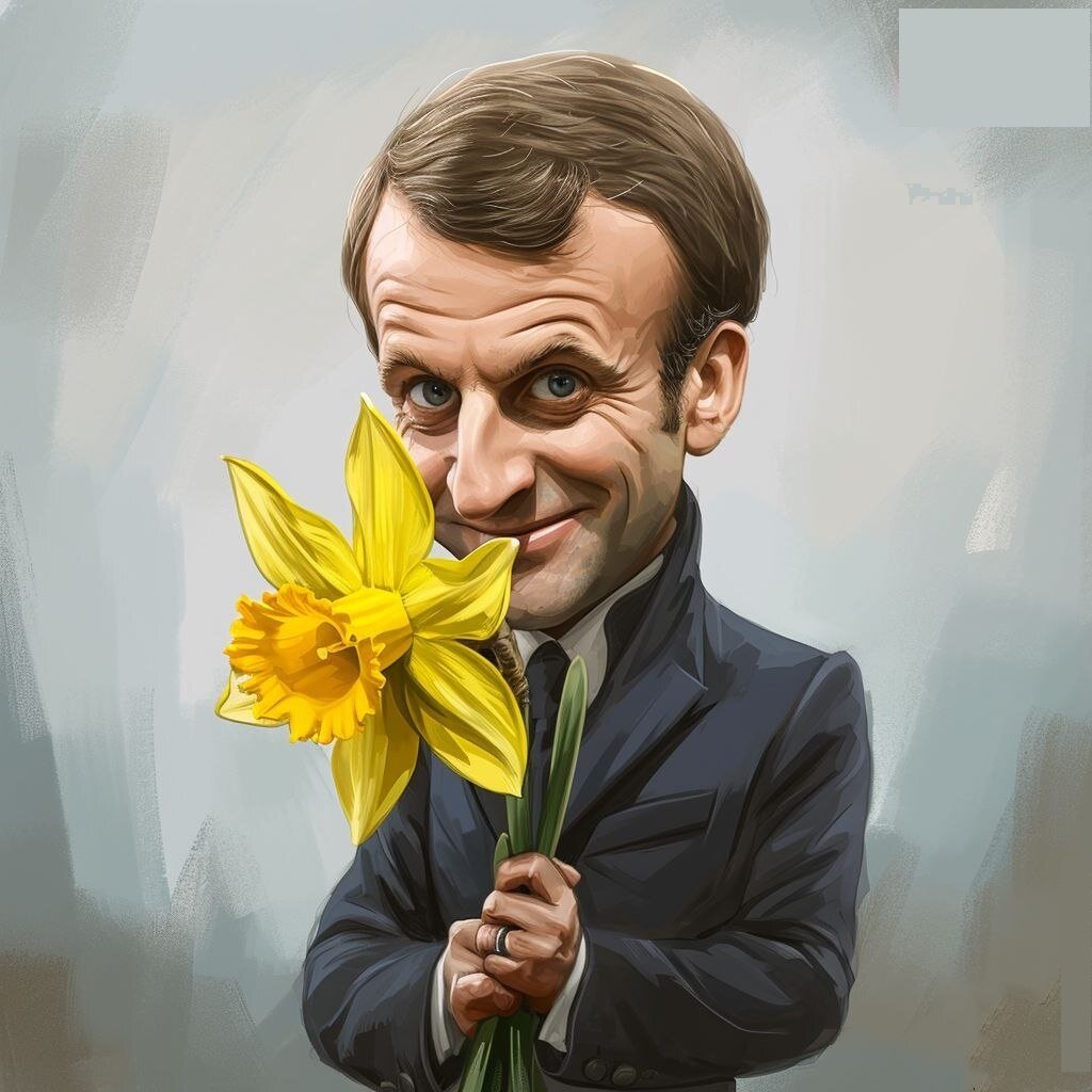 С нарциссом. А русские могут подарить ему какой-нибудь горшечный цветок. 