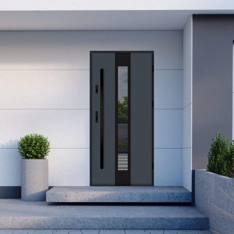 Входная дверь со стеклом на теплом алюминии PORTO T1037AB