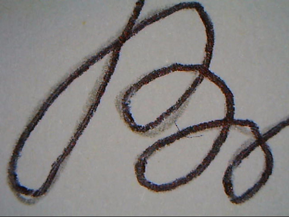 Рис. 1. Фрагмент подписи, выполненной шариковой ручкой по карандашной подготовке
