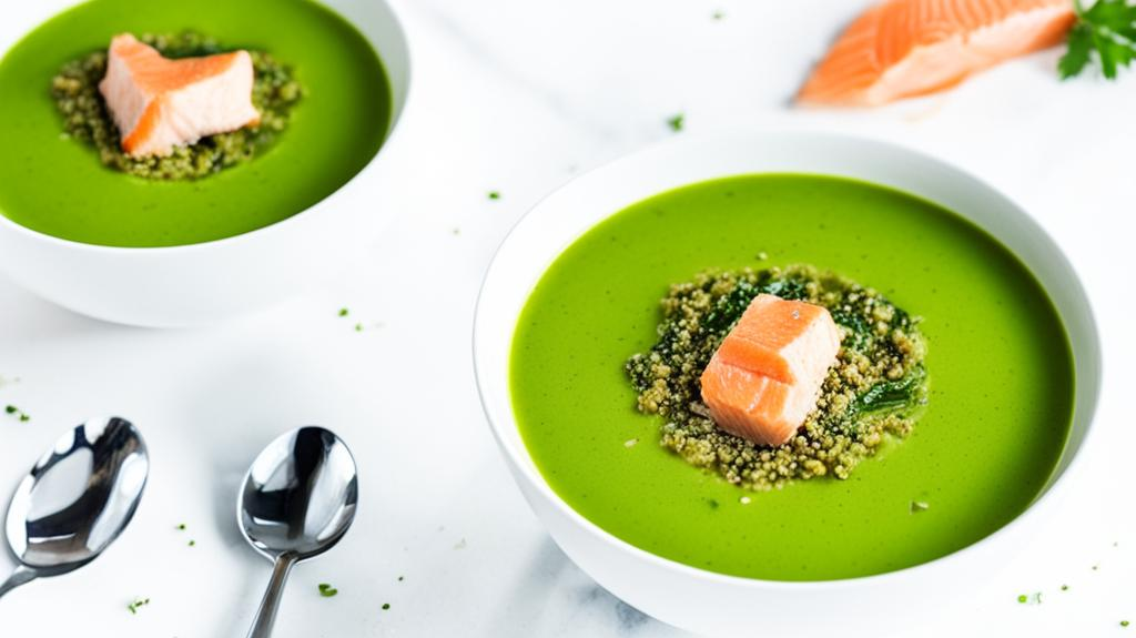 Рецепт для Здоровья и Красоты: Зеленый суп с киноа и лососем