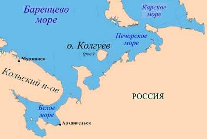 Печорское время. Где находится остров Колгуев на карте. Баренцево море море на карте. Печорское море на карте.