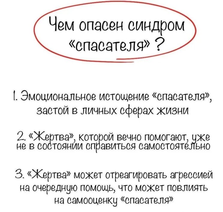 Немного про распространённый синдром спасателя в картинках