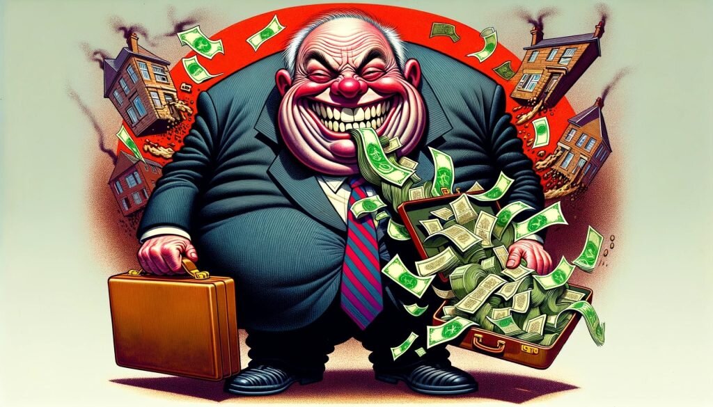 Коррупционер. Авторские права на карикатуру принадлежат медиагруппе "Хакнем" и защищены товарным знаком ®️