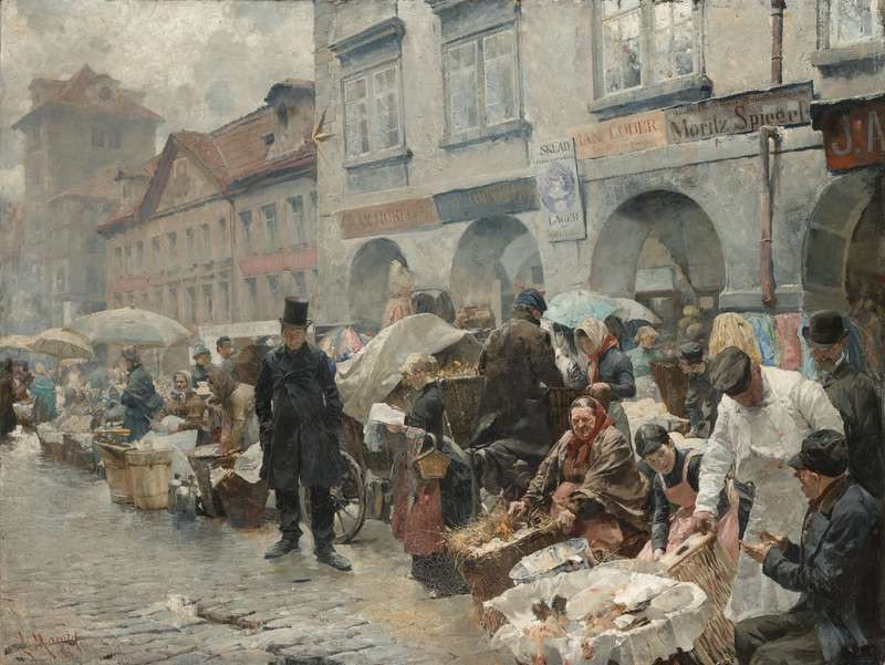 "Яичный рынок в Праге", Людек Марольд. 1888 г.