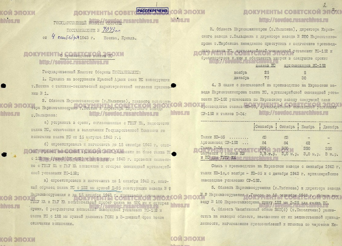 Текст постановления ГКО 4043 прямо говорило о том, что ИС-85, как и КВ-85, был скорее временным решением. Ожидался танк с более мощной системой, которую, впрочем, еще предстояло создать.
