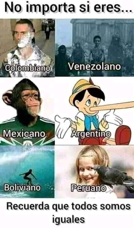 "Не важно если ты колумбиец, венесуэлец, мексиканец, аргентинец, боливией, перуанец, помни, что мы все одинаковые"