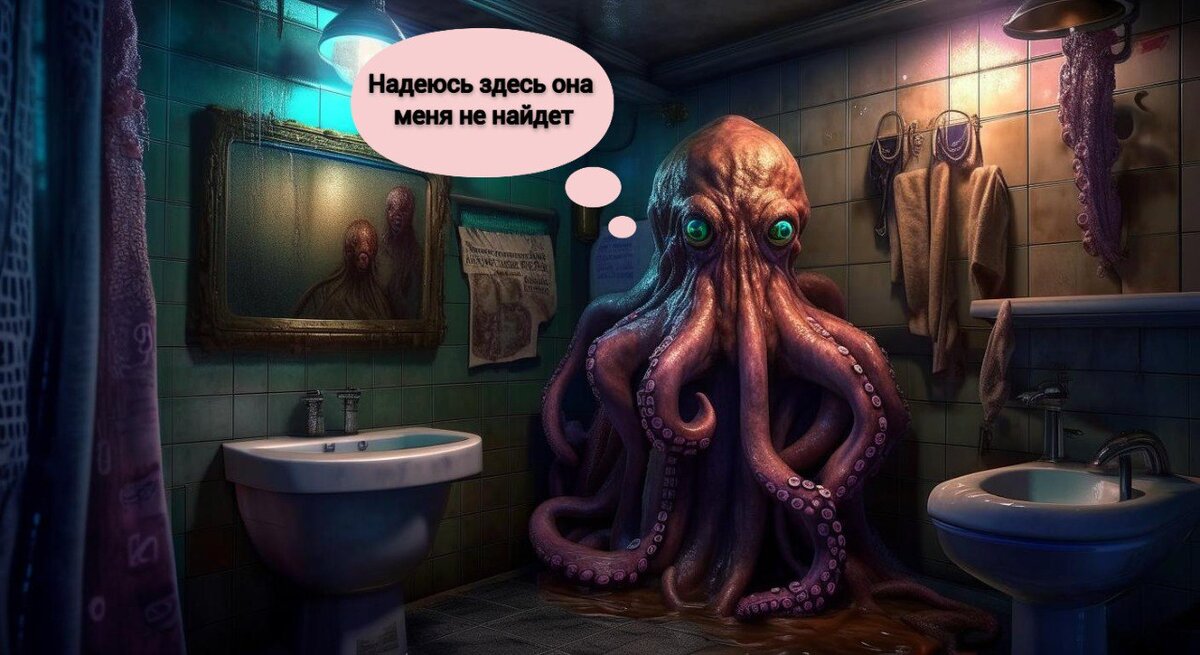 Гигантский кальмар прячется от Лилинатора. Художник — Кандинский Н. С., фотошоп — Меланхоличная Я