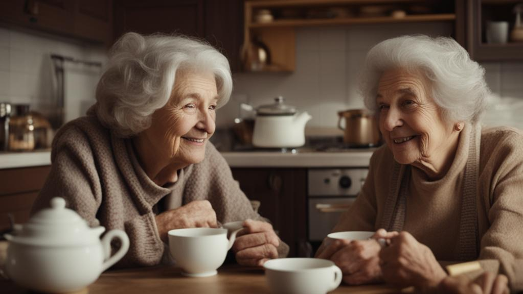 две подруги пьют чай